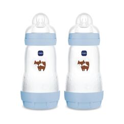 MAM Easy Start Babyflasche 260 ml (2er-Set), Kit mit 2 Anti-Kolik-Flaschen f&uuml;r gemischtes Stillen, reduziert Luftblasen und das Risiko von Koliken, Babyzubeh&ouml;r 2+ Monate mit Sauger Gr&ouml;&szlig;e 2, Gr&uuml;n