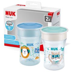 NUK Magic Cup Trinklernbecher | 8+ Monate | 230 ml | auslaufsicherer 360&deg;-Trinkrand | BPA-frei | blau | 2 St&uuml;ck