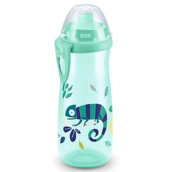 NUK Sports Cup Kinder Trinkflasche mit Cham&auml;leon-Effekt | 24+ Monate | mit Farbwechsel | auslaufsichere Push-Pull-Trinkt&uuml;lle | Clip & Schutzkappe | BPA-frei | 450 ml | Cham&auml;leon (gr&uuml;n)