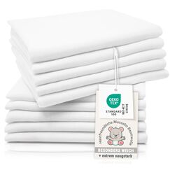 ZOLLNER 10er Set Musselin Spuckt&uuml;cher in 70x70 cm aus Baumwolle - hautfreundliche Mullt&uuml;cher - besonders weich und extrem saugstark - waschbar bis 95&deg;C - in wei&szlig;