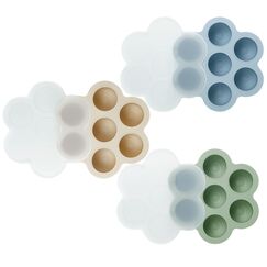 PandaEar 3er-Pack Babybrei Einfrierform Beh&auml;lter mit Deckeln, Silikon Eisw&uuml;rfelbeh&auml;lter, Beikost Einfrieren Beh&auml;lter f&uuml;r Babynahrung Aufbewahrung und Fruchtsauger (Blau/Gr&uuml;n/Nelke)