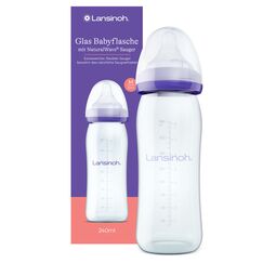 Lansinoh Glas Babyflasche mit NaturalWave Sauger Gr. M, 240 ml
