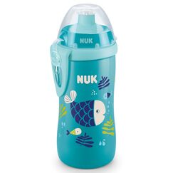 NUK Junior Cup Trinkflasche mit Cham&auml;leon-Effekt | 18+ Monate | mit Farbwechsel | auslaufsicherer Trinklernbecher mit Push-Pull-Trinksauger | Clip & Schutzkappe | BPA-frei | 300 ml | blau