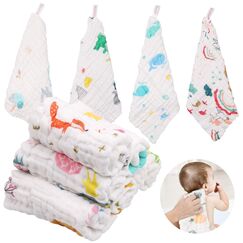 ABirdon 10 Stück Baby Musselin Waschlappen, 30x30cm Mulltücher Bio-Baumwolle Weiche Baby Handtücher, Gesicht Handtuch, Mehrzweck Gesichtstüche für Jungen und Mädchen