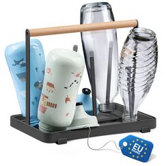 D&D Living All-in-One Flaschenhalter für SodaStream - Abtropfgestell für Flaschen Aller Art: Duo, Crystal, Easy, Trink- und Babyflaschen - Universal-Trockenständer (Metall, Schwarz)