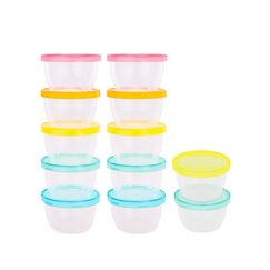 Badabulle Badabowls Aufbewahrungsbehälter für Babybrei - 12er Set, 250ml Füllmenge, auslaufsicher