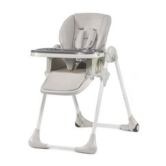 Kinderkraft Hochstuhl YUMMY, Kinderhochstuhl, Babystuhl, Kombihochstuhl, ab den Ersten Lebensmonaten, Fu&szlig;st&uuml;tze, Halbliegende Position, Bezug aus PU, Einfach zu Reinigen, Grau