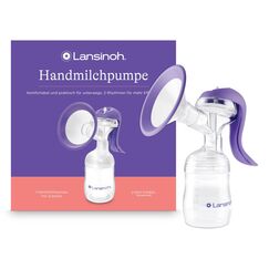Lansinoh Handmilchpumpe - leichte und leise Milchpumpe f&uuml;r unterwegs - mit Easy-Express Griff f&uuml;r m&uuml;heloses Pumpen - einstellbare 2-Rhythmen-Technologie