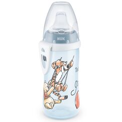 NUK Active Cup Trinklernbecher | 12+ Monate | auslaufsichere Trinkschnabel | Clip & Schutzkappe | BPA-frei | 300 ml | Disney Winnie Puuh (Blau)