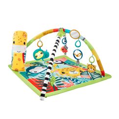 Fisher-Price 3-in-1 Rainforest Spieldecke f&uuml;r Babys, Spielmatte und sensorische Spielzeuge f&uuml;r das Spielen in der Bauchlage, Regenwalddesign, ab der Geburt, HJW08