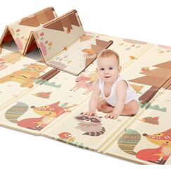 Spielmatte baby Teppich Babymatte faltbarer Spieldecke Krabbelmatte baby Bodenmatte XPE rutschfest Material, Tragbar f&uuml;r Innen- oder Au&szlig;enbereich (Beige)