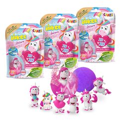 INKEE Surprise Unicorn Badebomben - 3er Set Magische Badekugel mit &Uuml;berraschung, Kinder Badebomben mit Einhorn Spielfiguren, Pop-Corn Duft, 3x 100g