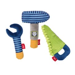 sigikid Baby Rassel & Greiflinge Werkzeug Set Play & Cool - Babyspielzeug Motorik Knisterfolie Quietsche Rassel - Geschenk ab 3 Monaten, waschbar bei 30 &deg;C