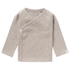 Noppies Unisex Baby U Tee Overlap Ls Rib Nanyuki T Shirt, Taupe Melange - P757, 62 EU