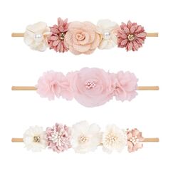 XBFOCNH 3 St&uuml;cke Baby Haarband,Blume elastisches Haarband,Weiche Baby M&auml;dchen Stirnb&auml;nder,f&uuml;r Neugeborene Kleinkinder Haarschmuck