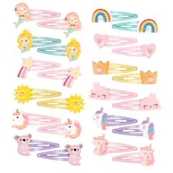 patinadrift 24 St&uuml;ck Haarspangen M&auml;dchen Glitzer, Haarspangen Kinder Mehrfarbig, Unicorn Meerjungfrau Herzen Regenbogen Haarclips Niedliche Haarschmuck f&uuml;r Kleinkinder Kinder M&auml;dchen Frauen