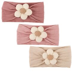 DRESHOW Stirnband Baby Mädchen Dehnbare Nylon Stirnbänder Handgefertigte Blumen Haarband for Neugeborene Kleinkinder Kinder 3 Stück