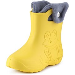 Ladeheid EVA Kinder Jungen M&auml;dchen Gummistiefel Regenschuhe gef&uuml;ttert Regenstiefel Gummischuhe LA-CA-04 (Gelb/Grau, 24/25 EU)