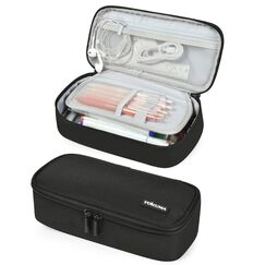 YOKUMA Federm&auml;ppchen m&auml;ppchen federtasche federmappe etui Schule gro&szlig; Kapazit&auml;t f&uuml;r Teenager Erwachsene schlampperm&auml;ppchen federpenal schulm&auml;ppchen Aesthetic Pencil case (schwarz)