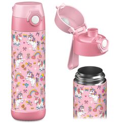 Jarlson&reg; Trinkflasche Kinder Edelstahl MALI [THERMOSFLASCHE] - Kindertrinkflasche Auslaufsicher - Thermoskanne Kohlens&auml;ure geeignet - Thermo Trink Flasche f&uuml;r Schule & Kindergarten (500ml, Einhorn)