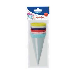 Stylex 47163 - Dekot&uuml;ten, kleine Schult&uuml;ten, 6 St&uuml;ck farbig sortiert, jeweils 12 cm gro&szlig;, ideal als Dekoration f&uuml;r den Schulanfang, zum Bef&uuml;llen mit kleinen S&uuml;&szlig;igkeiten