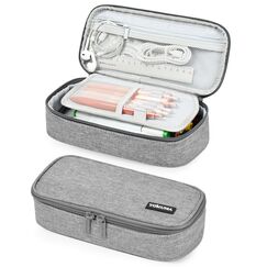 YOKUMA Federm&auml;ppchen m&auml;ppchen federtasche federmappe etui Schule gro&szlig; Kapazit&auml;t f&uuml;r Teenager Erwachsene schlampperm&auml;ppchen federpenal schulm&auml;ppchen Aesthetic Pencil case (grau)