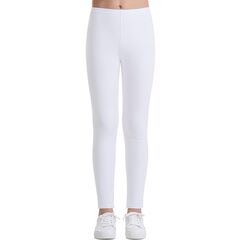 Auranso Leggings M&auml;dchen Sport Baumwolle Kinder Hosen Lange Blickdicht 134-140 Wei&szlig;