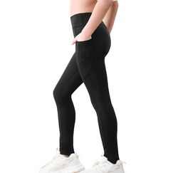 Monbessi Sportleggins Kinder M&auml;dchen mit Handytasche Sporthose Hohe Taille Turnleggins M&auml;dchen Lang f&uuml;r Gym Yoga Gymnastik(140, Schwarz)