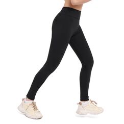 Aiseyi Sportleggins Kinder Mädchen Komfortable Sporthose Sport Leggings Lang Yoga Leggings für Jogging Training Sportunterricht Schwarz 150