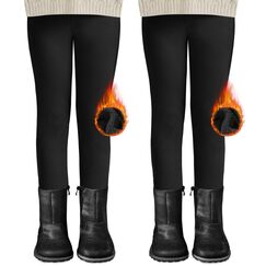 DDOBB 2er Pack Thermo Leggings M&auml;dchen Gef&uuml;tterte Winter Leggins Mit Fleece Kinder High Waist Thermounterw&auml;sche Dicke Warm Lange Hose f&uuml;r Alltag(Schwarz*2, L=(134-146))
