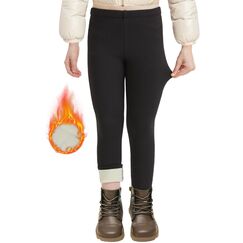 AMIYOYO Thermoleggings M&auml;dchen Gef&uuml;tterte Leggings mit Fleece Winter Lange Thermohose Kinder Verdickte Warme Thermounterw&auml;sche Blickdicht Elastisch