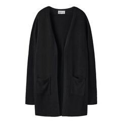 NAME IT Girl's NKFVICTI LS Knit Card L NOOS Strickjacke, Black, 158/164