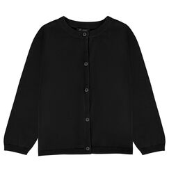 Soudittur Strickjacke M&auml;dchen Basic Kinder Cardigan Lange &Auml;rmel Baumwollstrickpullover Schuluniform mit Kn&ouml;pfen 150 (DE/NL/SE/PL, Alter, 10 Jahre, 11 Jahre, Regular, Schwarz)