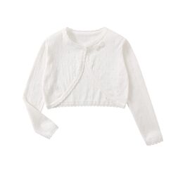 Yealoo Bolero M&auml;dchen Lange &Auml;rmel Strickjacke Kinder Bolerojacke Schulterjacke Kommunionkleid Baumwolle mit Schleife