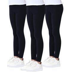 Charmi M&auml;dchen Leggings Sport Baumwoll Hosen 3er-Pack Schwarz 164-170 (Herstellergr&ouml;&szlig;e 170)