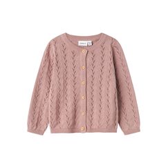 Name IT M&auml;dchen Nmfbanni Ls Knit Card Noos Strickjacke, Deauville Mauve, 110 EU