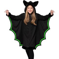 Spooktacular Creations Vampirfledermaus-Kost&uuml;m, leuchtet im Dunkeln, M&auml;dchen-Kost&uuml;m mit schwarzen und silbernen Fledermausfl&uuml;geln f&uuml;r Kinder, Vampirfledermaus (mittel)