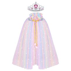 ACWOO Prinzessin Umhang Kinder M&auml;dchen, ELSA Prinzessin Kost&uuml;m mit Krone, Halloween Kost&uuml;m Umhang Kinder, Prinzessin Cape f&uuml;r Karneval Cosplay Party (merfabig, M)