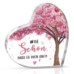 Gleevara Geburtstagsgeschenk für Frauen, Geburtstagsgeschenke für Frauen, Herzförmige Acryldeko, Geschenke für Frauen, Geschenk für Freundin, Ehefrau, Frau, Geburtstag, Wie Schön, DASS Es Dich Gibt