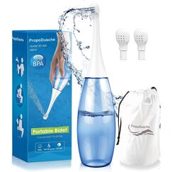 Tragbares Bidet, tragbares Reisebidet, blau, 450 ml, mit Reisetasche, Peri-Flasche für die postpartale Pflege, Bidet für Reisen, Toilettenpapier, Ersatz, Damm- und Hämorrhoidenpflege