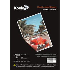 KOALA Fotopapier für Laserdrucker, Doppelseitig, Glänzend, A4, 130 g/m², 100 Blatt. Geeignet zum Drucken von Fotos, Zertifikaten, Broschüren, Flyern, Faltblättern, Grußkarten, Kalendern, Kunst