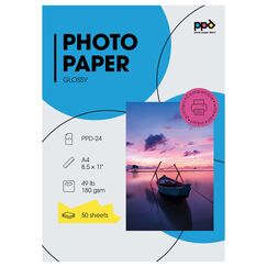 PPD 50 x A4 Inkjet Premium Fotopapier 180g Hochglänzend, Sofort Trocken und Wasserfest PPD-24-50