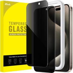 JETech Sichtschutz für iPhone 15 Pro Max 6,7 Zoll, Anti-Spähen Gehärtetes Glas Schutzfolie mit Einfaches Installationswerkzeug, 2 Stück