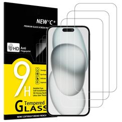 NEW'C 3 Stück für iPhone 16 Plus, iPhone 15 Pro Max, iPhone 15 Plus für Panzerglas (6,7 Zoll), Frei von Kratzern, 9H Härte, HD Displayschutzfolie, 0.33mm Ultra-klar, Ultrabeständi