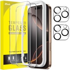 JETech Schutzfolie für iPhone 16 Pro Max 6,9 Zoll mit Kameraschutz, Einfaches Installationswerkzeug, Gehärtete Glas Displayschutz, HD Klar, 2 Stück Jeweils