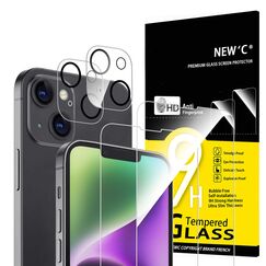 NEW'C für iPhone 14 für Panzerglas 6,1"(2 Stück) und Kamera Panzer Schutz Glas für Kameraschutz (2 Stück) -kratzfest -keine Luftblasen -extrem widerstandsfähig -9H-Härteglas