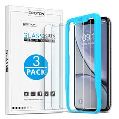 OMOTON für iPhone 11/XR für Panzerglas, TOP Bruchsicherheit Schutzfolie für iPhone 11/XR mit Montagerahmen, 9H Härte, Anti-Kratzer, Bläschenfrei, 3 Stück