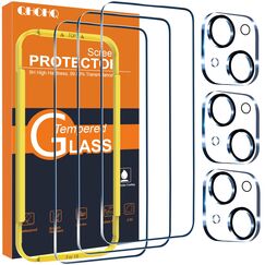 QHOHQ 3 Stück Panzer Schutz Glas für iPhone 15 [6,1 Zoll] mit 3 Stück Kameraschutz, 9H Härte Schutzfolie, Ultra-Klar Displayschutzfolie, Anti-Kratzer, Bläschenfrei