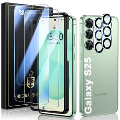 UniqueMe für Samsung Galaxy S25 für Panzerglas, 2 Stück Displayschutz und 2 Stück Kameraschutz, Bruchsichere Schutzfolie für Samsung S25, Leicht anzubringen, Keine Blasen, 9H-Härte, HD-Klar
