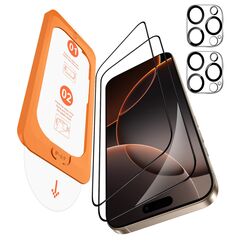 OMOTON für iPhone 16 Pro Max für Panzerglas, Auto-Installation, kompatibel mit iPhone 16 Pro Max Kameraschutz, 2+2 Stück, Bläschenfrei, 9H Härte Folie, 6,9 Zoll